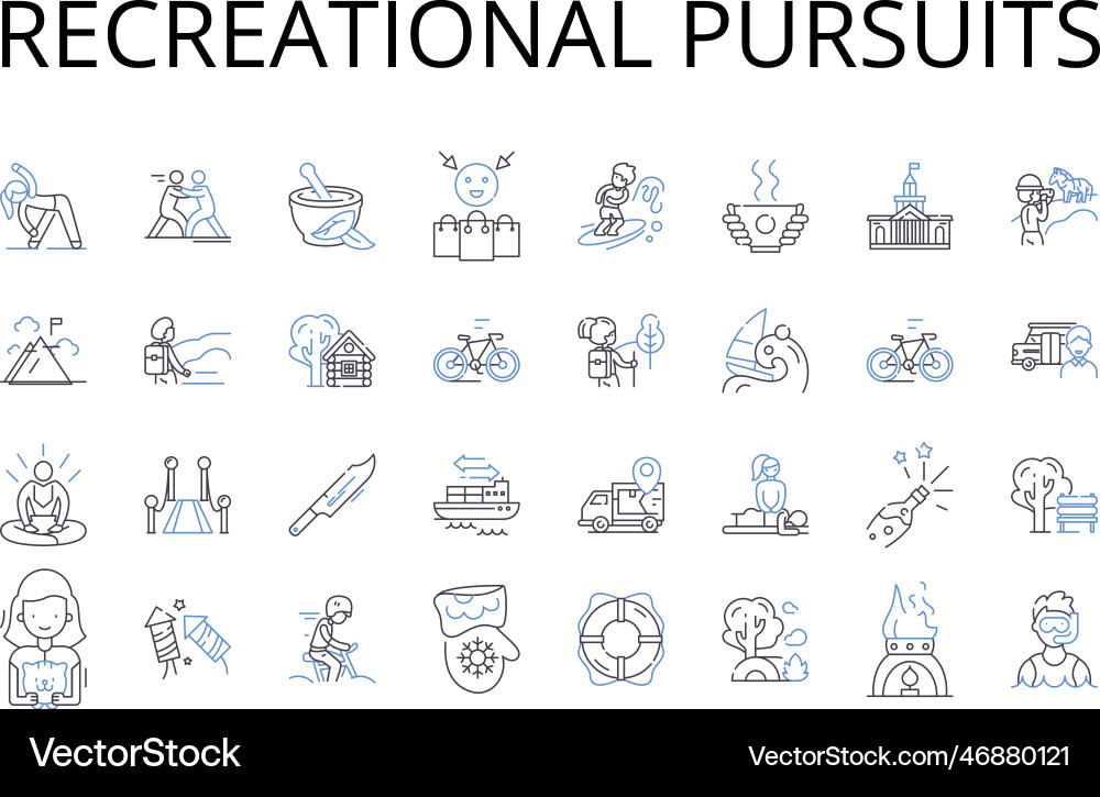 Recreational pursuits line icons collection Vector Image