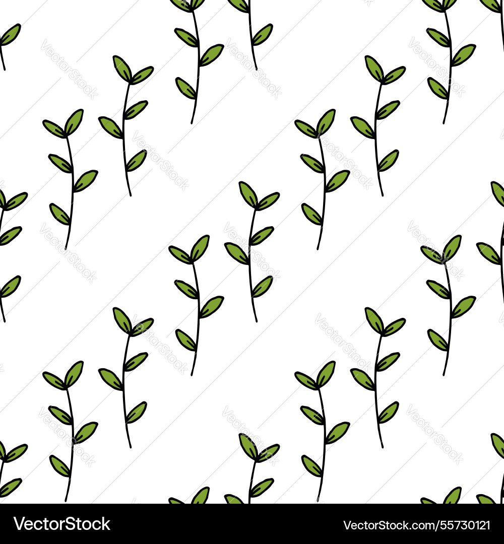Seamless pattern with simple green branches Vector Image
