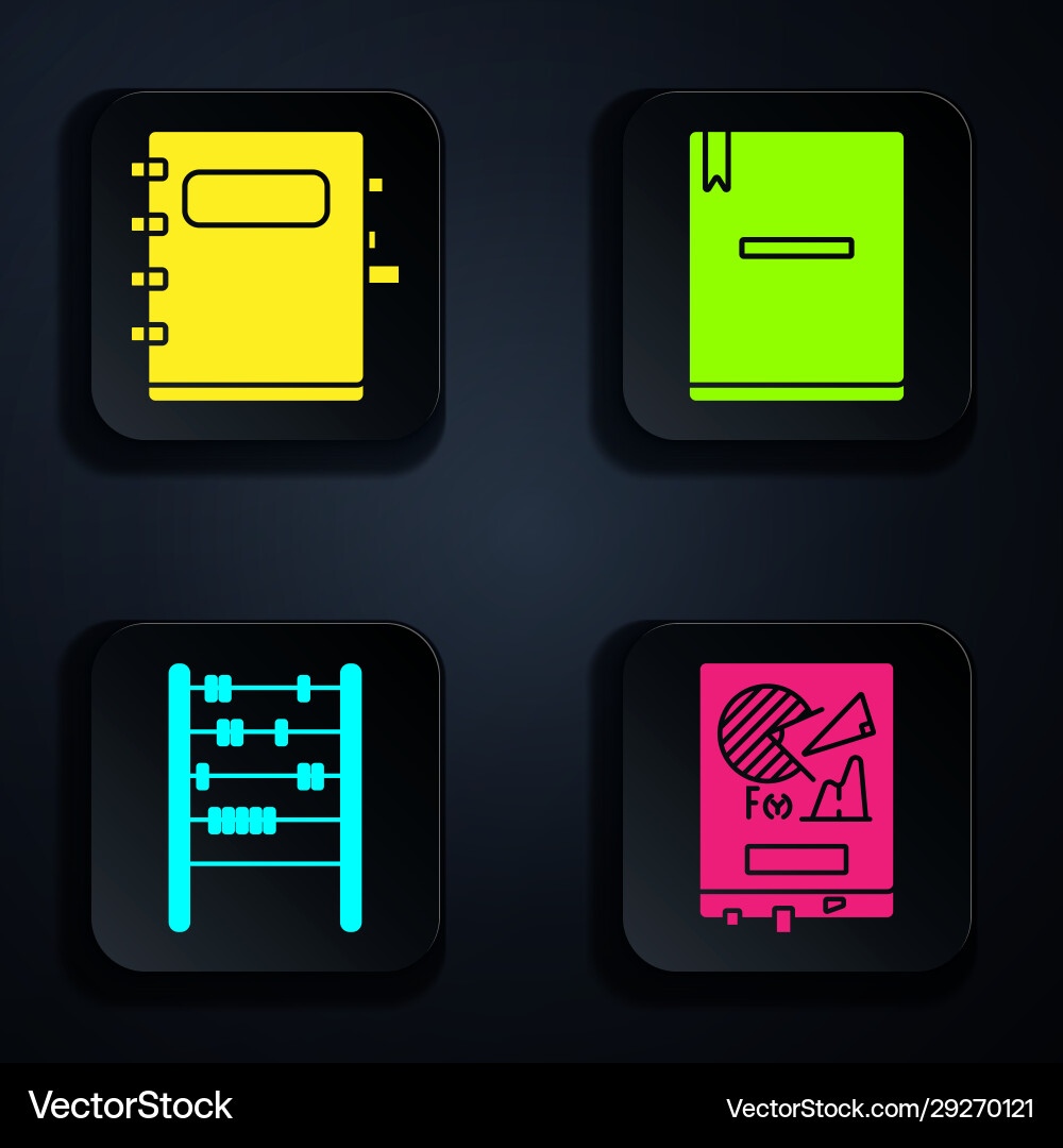 Set board with graph chart notebook abacus Set board with graph chart notebook abacus vector image