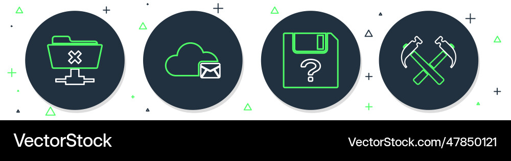 Set line cloud mail server unknown document ftp Set line cloud mail server unknown document ftp vector image
