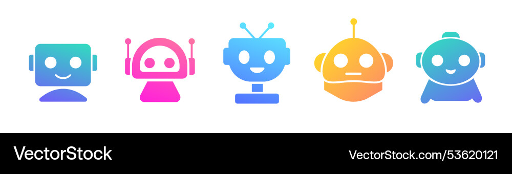 Sets of colorful robot smiling face icon vector image
