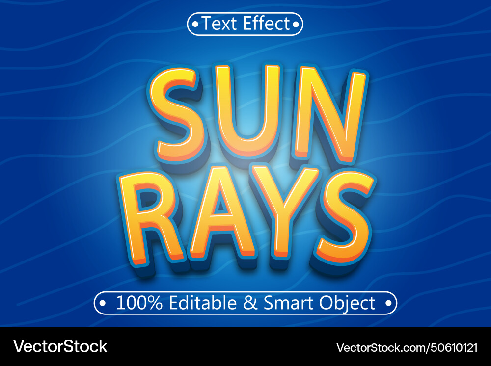 Sun rays editable text effect 3 dimension emboss Sun rays editable text effect 3 dimension emboss Vector Image