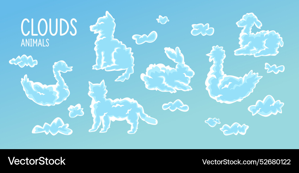 A set of clouds various shapes similar vector image