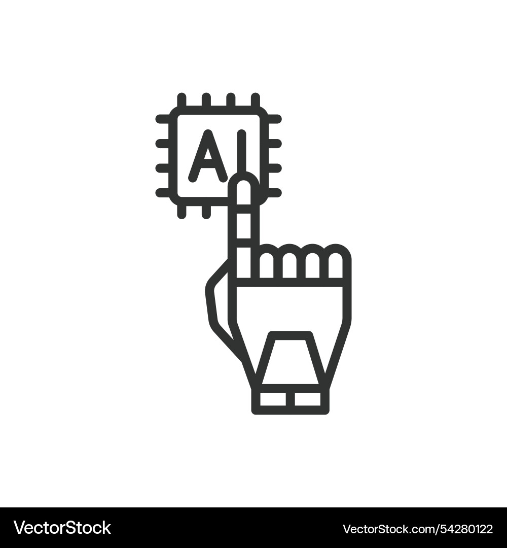 Ai robot hand icon in line design Ai robot hand icon in line design vector image