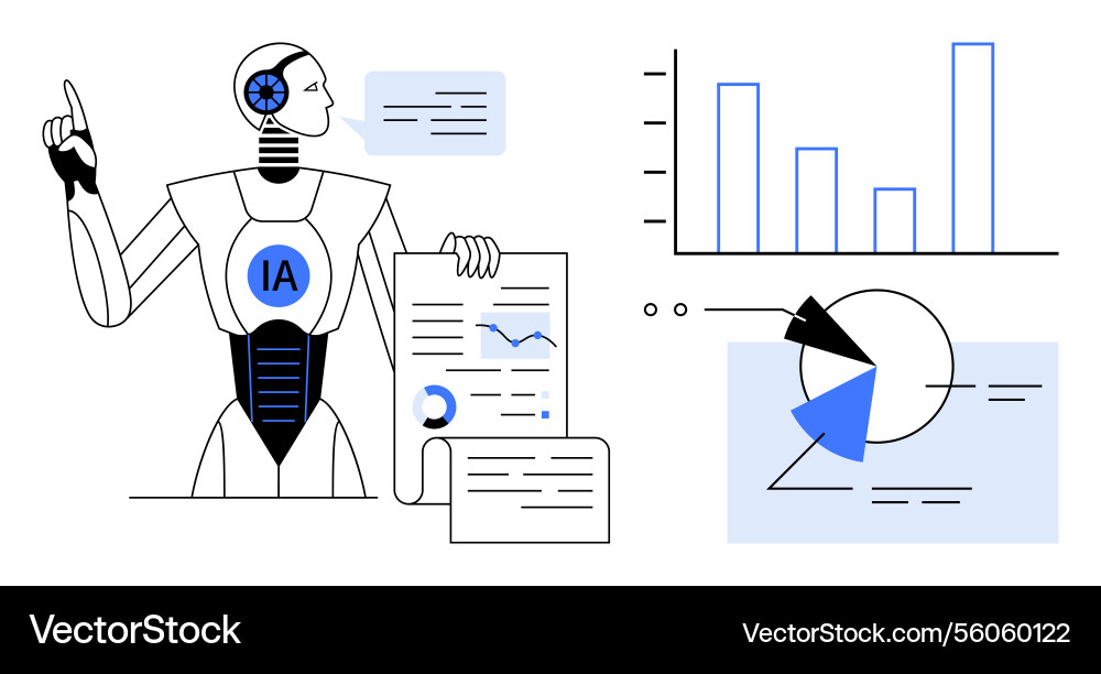 Artificial intelligence analyzing data with charts Artificial intelligence analyzing data with charts vector image