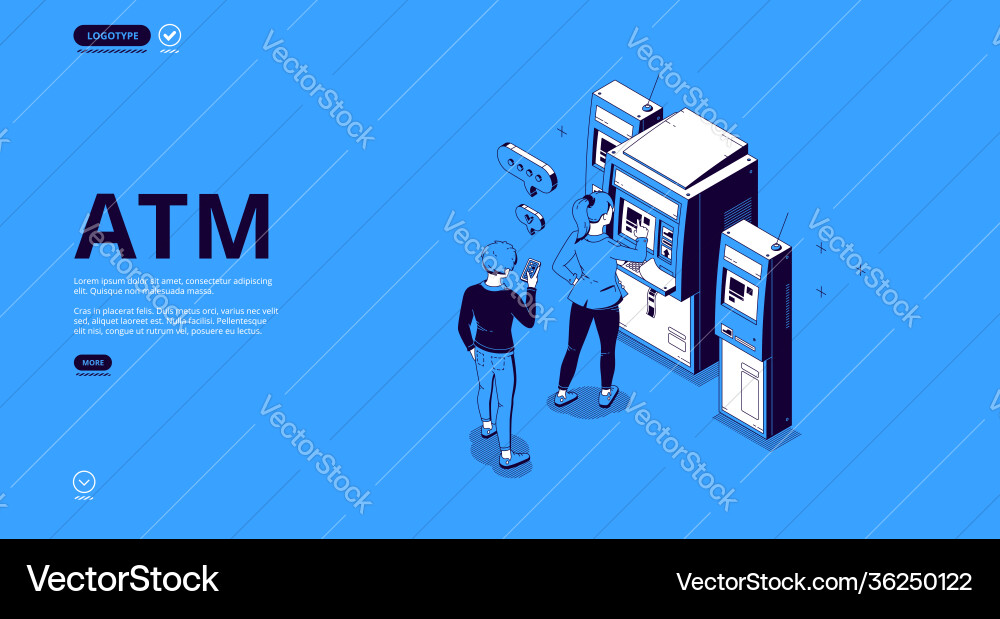Automated teller machine atm terminal Automated teller machine atm terminal vector image