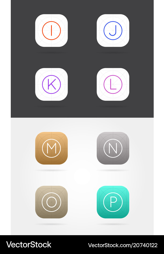 Big set app icon template with guidelines fresh vector image