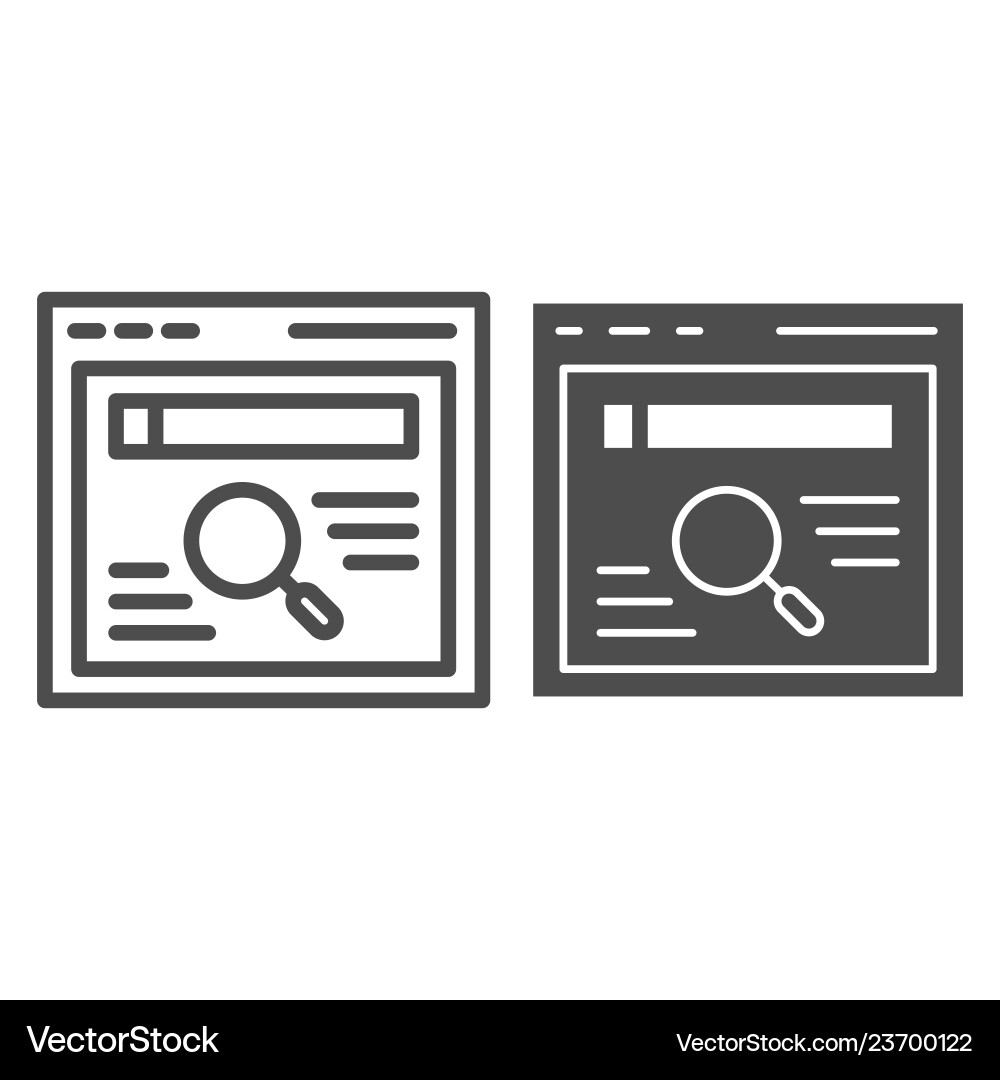 Browser search line and glyph icon web Browser search line and glyph icon web vector image