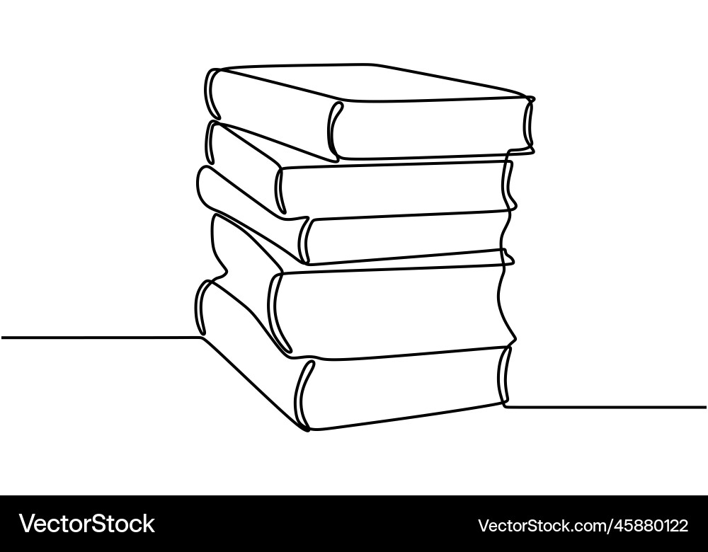 Continuous one line drawing stack of books Continuous one line drawing stack of books vector image