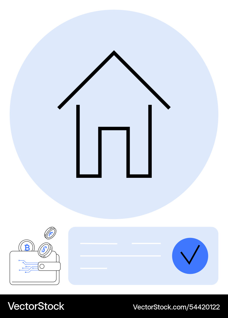 Cryptocurrency wallet with home icon and secure – Royalty-Free Vector |  VectorStock