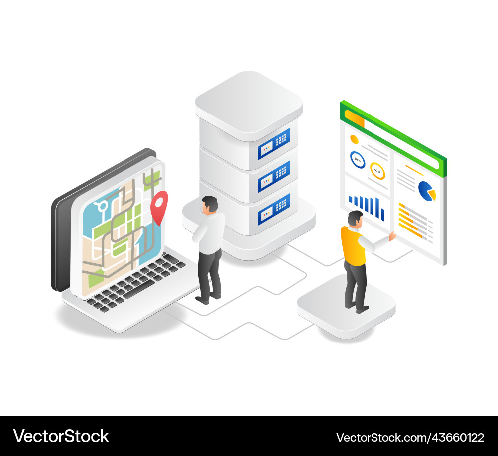 Data Analysis Server Map vector image