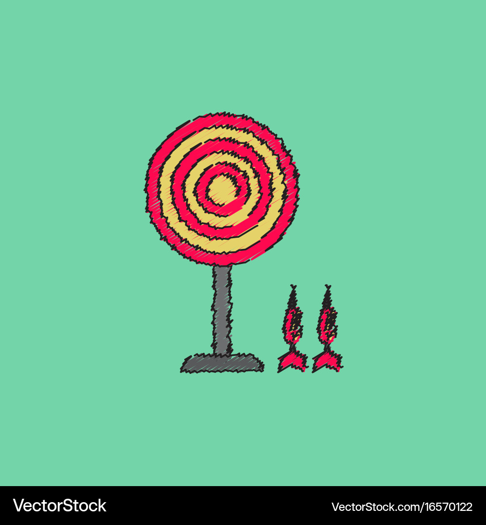 Flat target and darts eps 10 in hatching style Vector Image