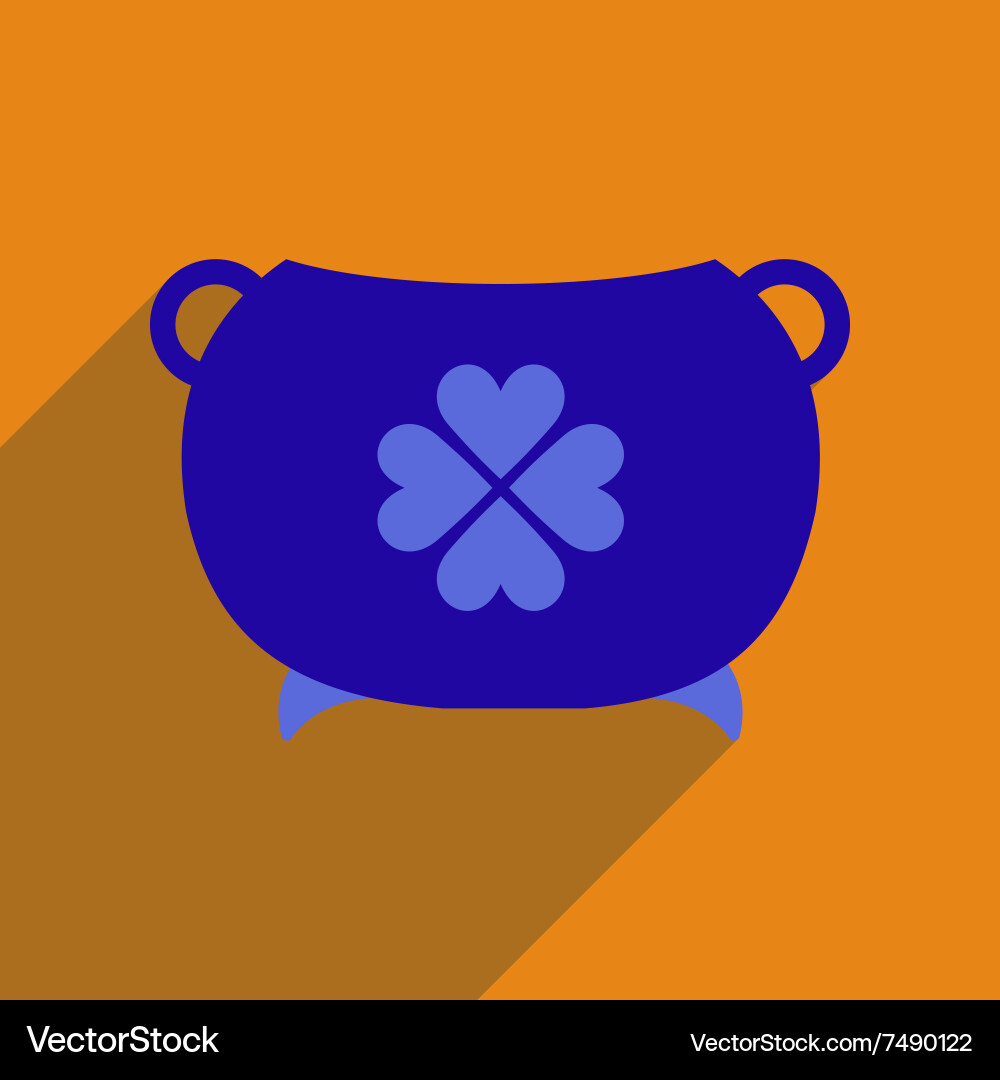 Flat web icon with long shadow cauldron vector image