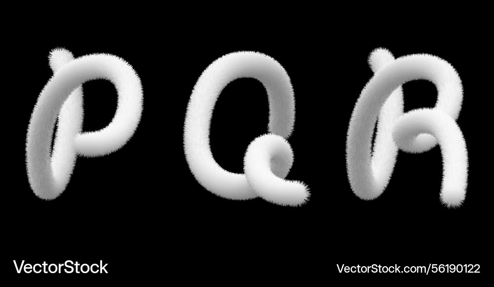 Fluffy schriftart p q r bubble typescript text furry Fluffy schriftart p q r bubble typescript text furry vektorbild