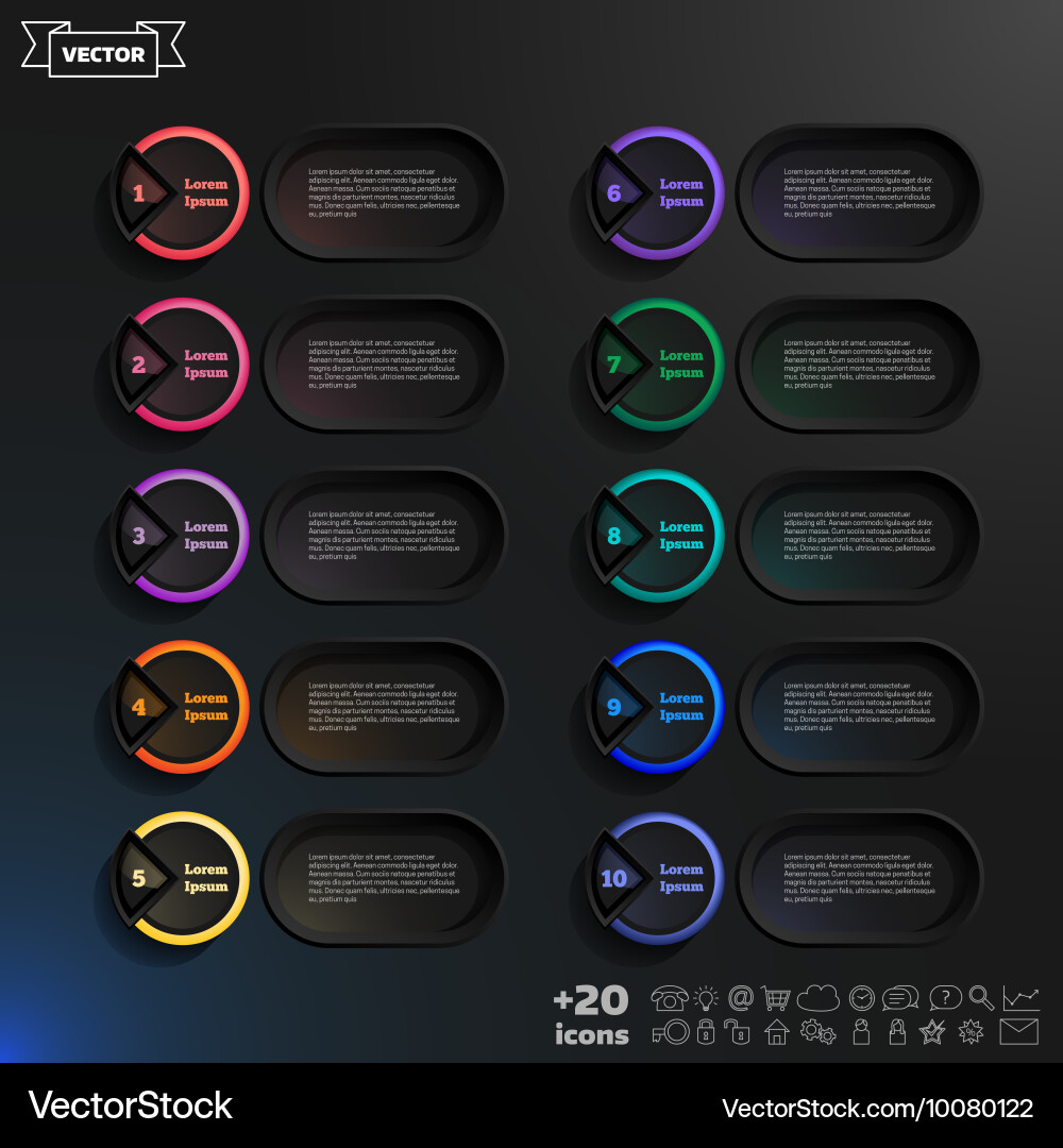 Infographic design list with colorful circles vector image