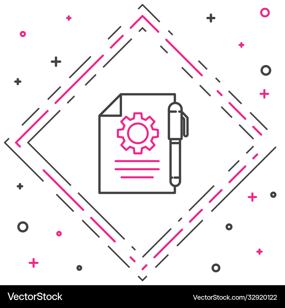 Line document settings with gears icon isolated Line document settings with gears icon isolated vector image