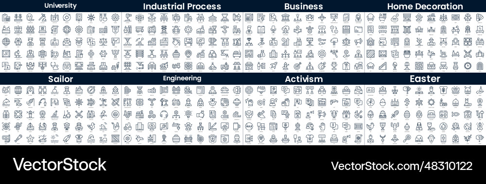 Linear Icon Set - Industry & Concepts Vector Image