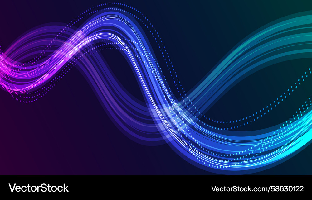 Modern data flow abstract light wave on a dark Vector Image