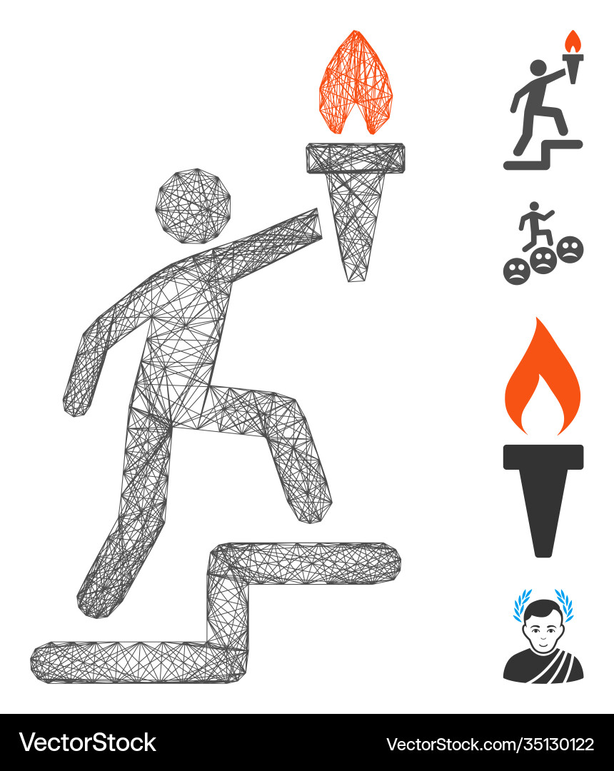 Net climbing leader with torch mesh Net climbing leader with torch mesh vector image