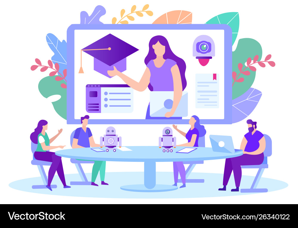 Online training for working with robots Vector Image