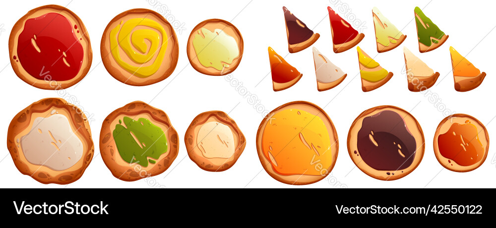 Pizza constructor with base or toppings set Pizza constructor with base or toppings set vector image