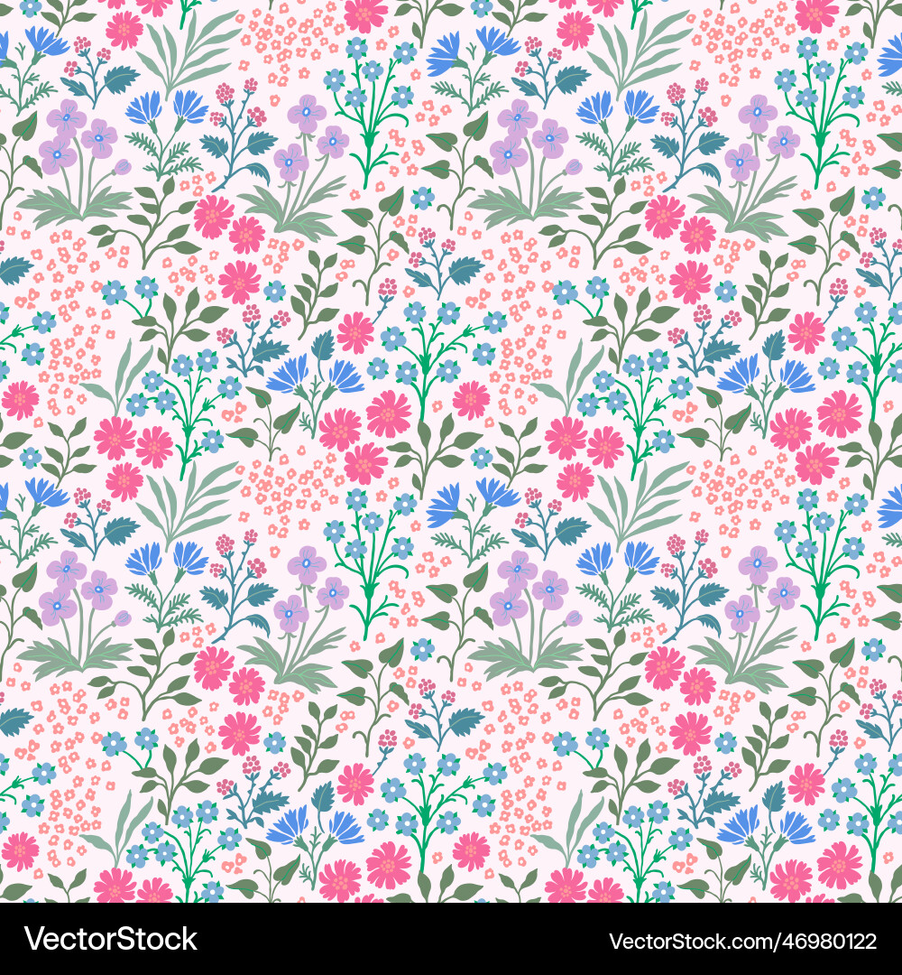 Seamless pattern with realistic spring meadow Vector Image
