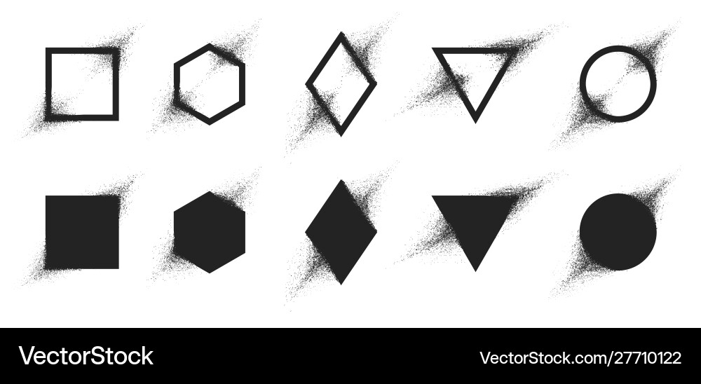 Set geometric shapes with particle spray Set geometric shapes with particle spray vector image