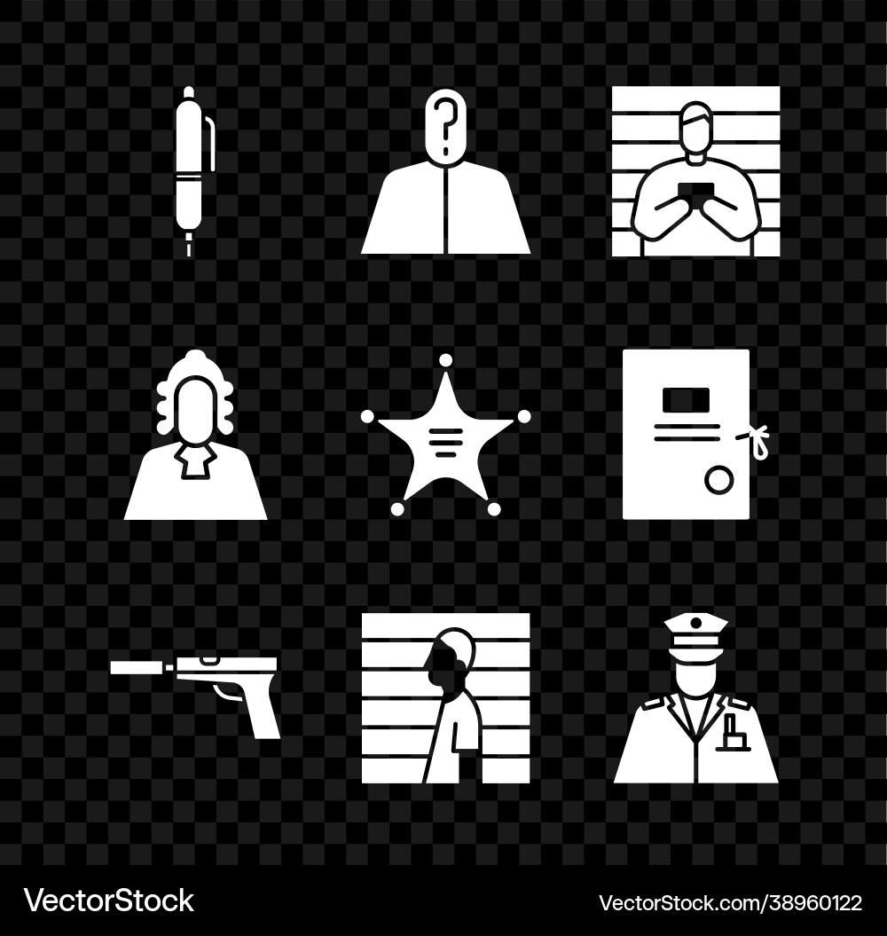 Set pen anonymous with question mark suspect Set pen anonymous with question mark suspect vector image