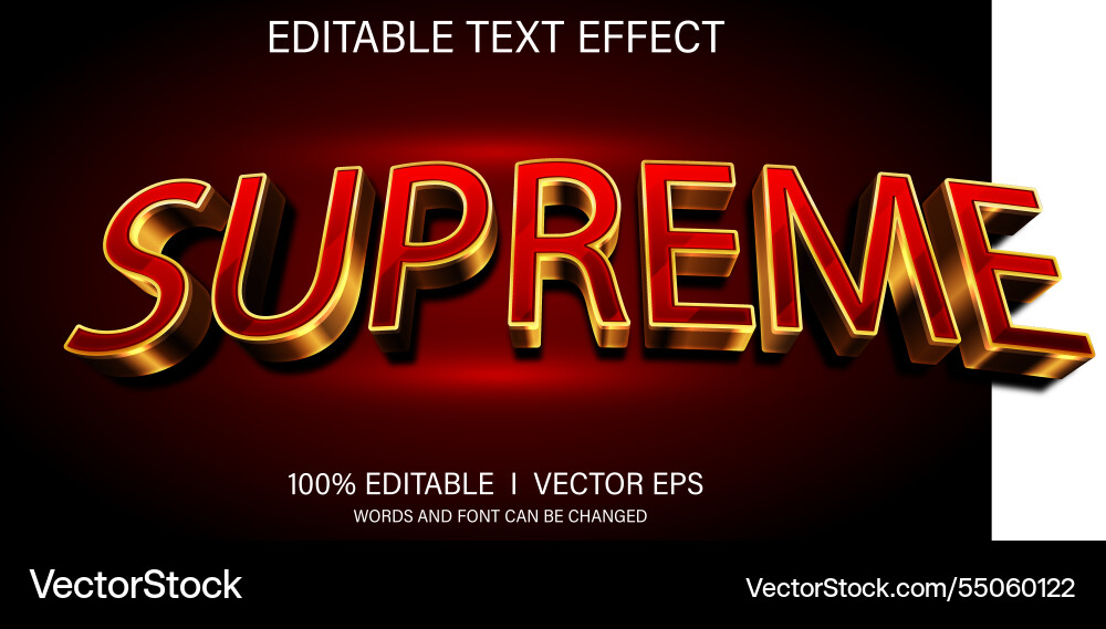 Supreme 3d text effect with modern style design Vector Image
