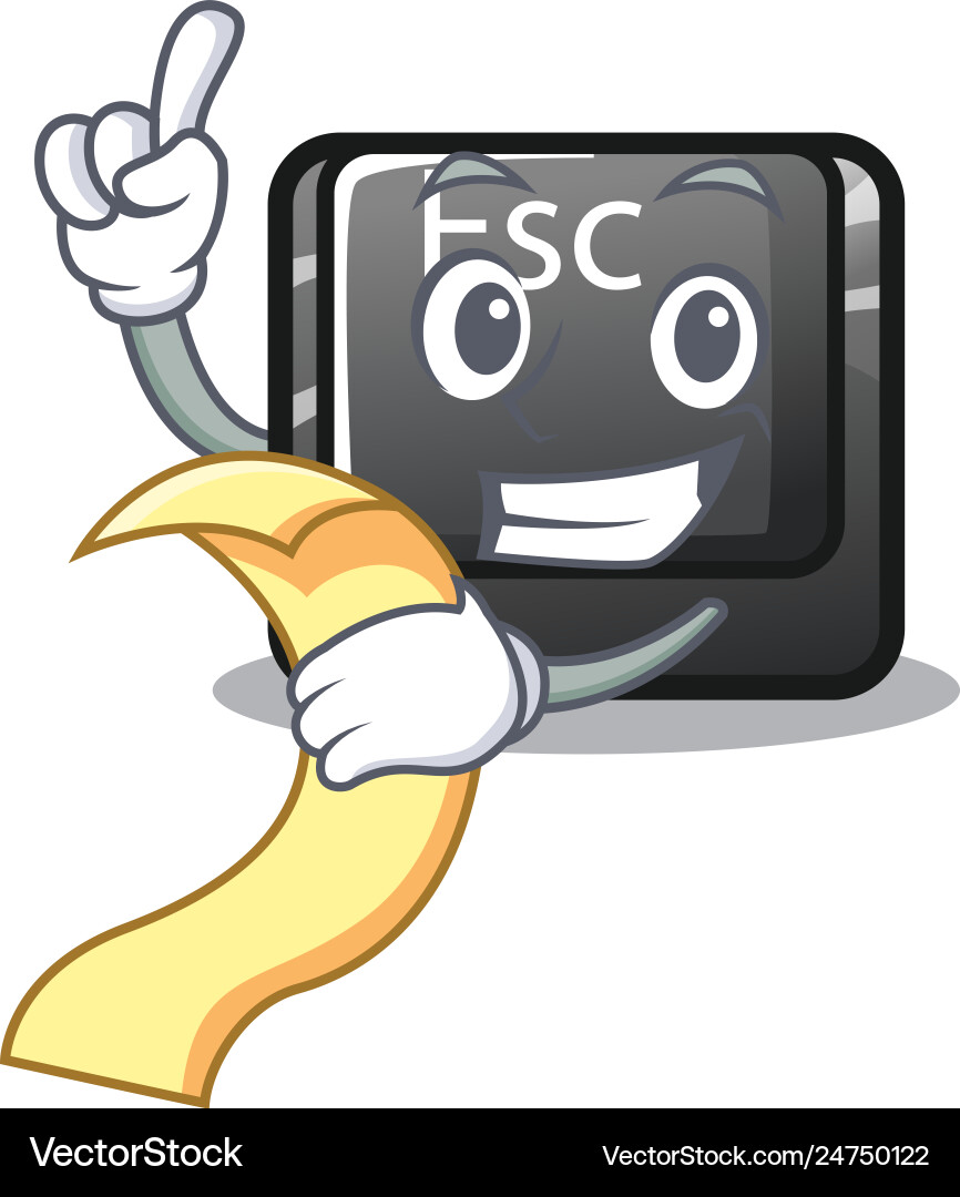 With menu esc button attached to cartoon keyboard Vector Image