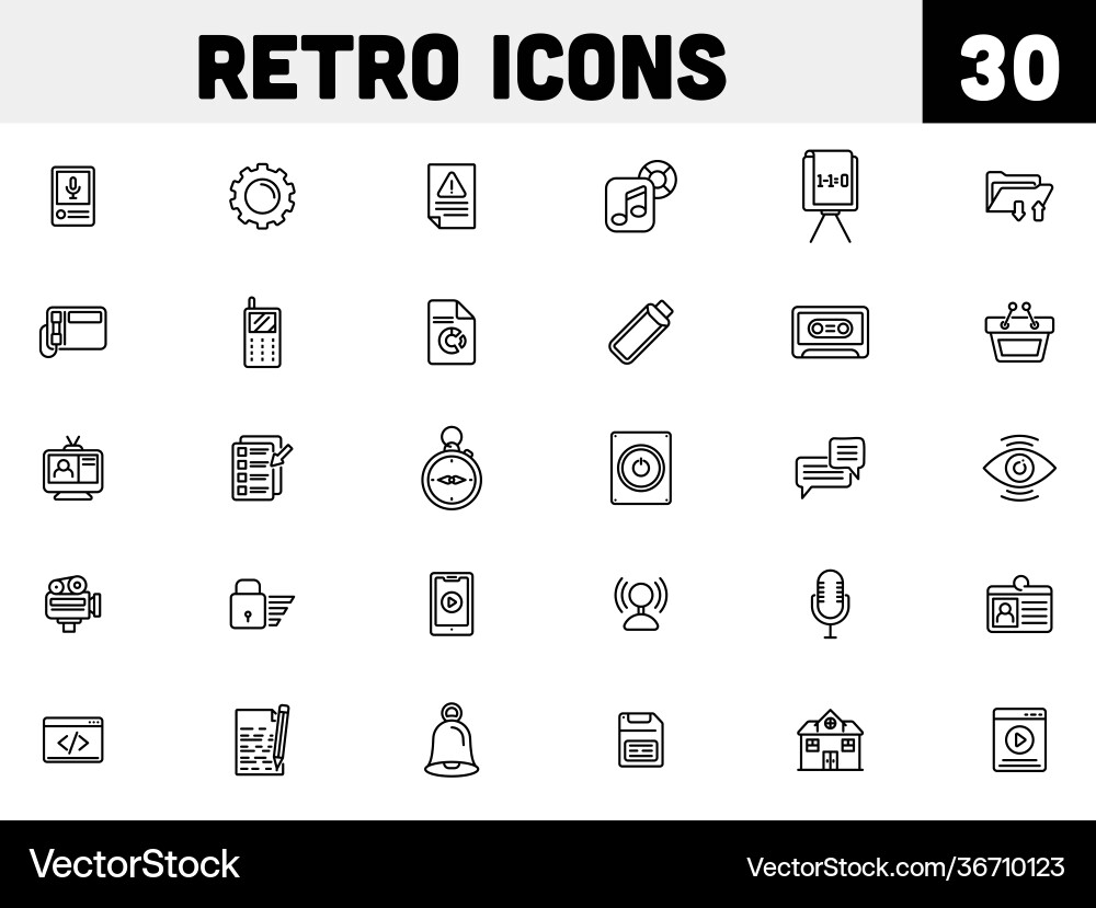 30 web navigation icon set in thin line art 30 web navigation icon set in thin line art vector image