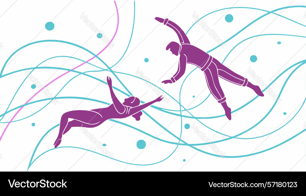 Abstract figures in harmonious motion expressive vector image