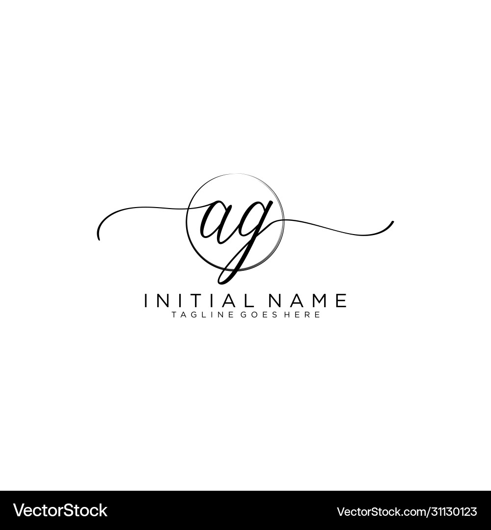 Ag initial handwriting logo with circle template Vector Image