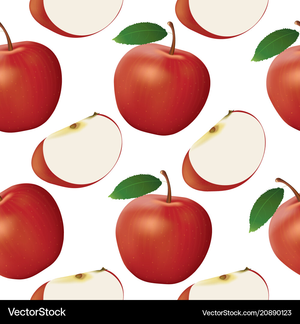Apple and slice seamless pattern Apple and slice seamless pattern vector image
