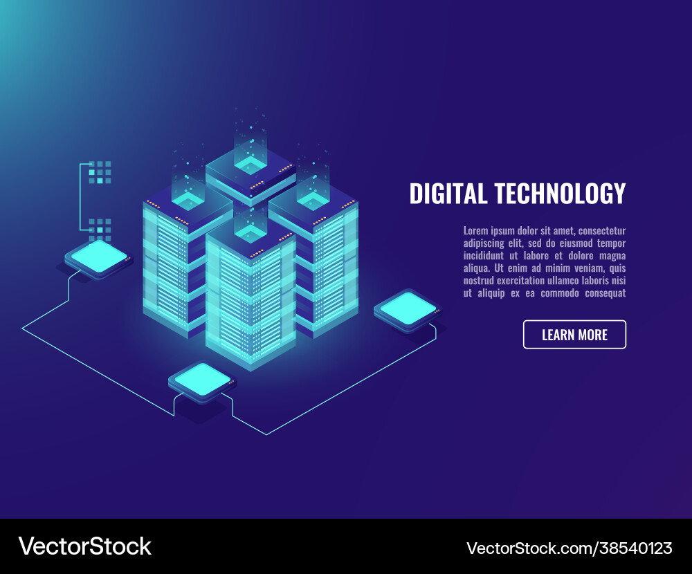 Big datacenter isometric processing data concept Big datacenter isometric processing data concept vector image