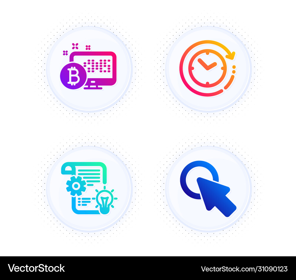Bitcoin system cogwheel and time change icons set Bitcoin system cogwheel and time change icons set vector image