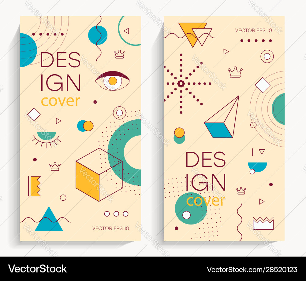Brochures with memphis design elements Brochures with memphis design elements vector image