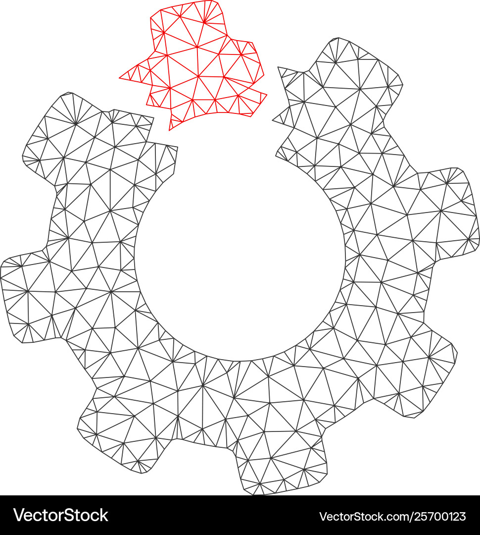 Broken cog polygonal frame mesh Broken cog polygonal frame mesh vector image