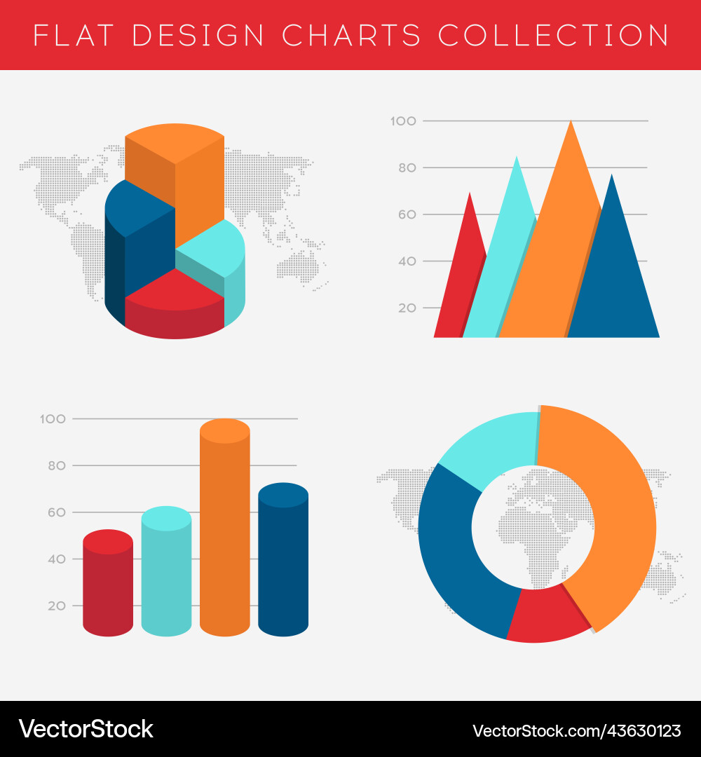 Charts graphs flat design elements vector image