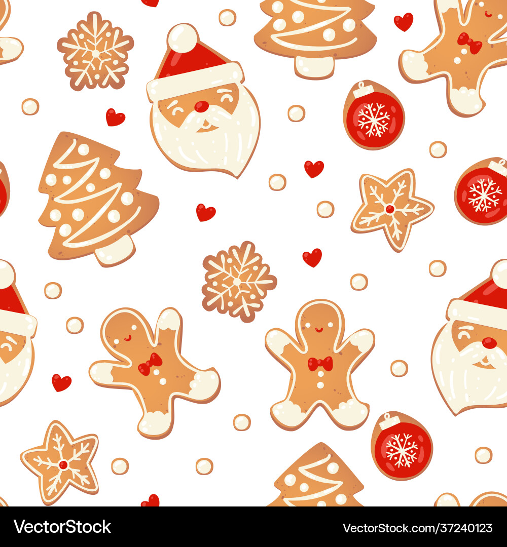 Christmas gingerbread seamless pattern Christmas gingerbread seamless pattern vector image