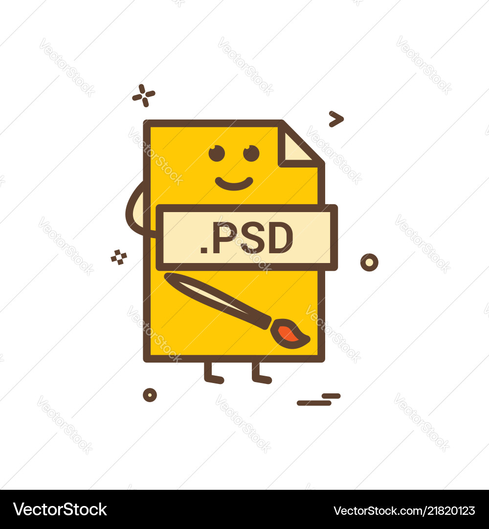 Computer psd file format type icon design Vector Image