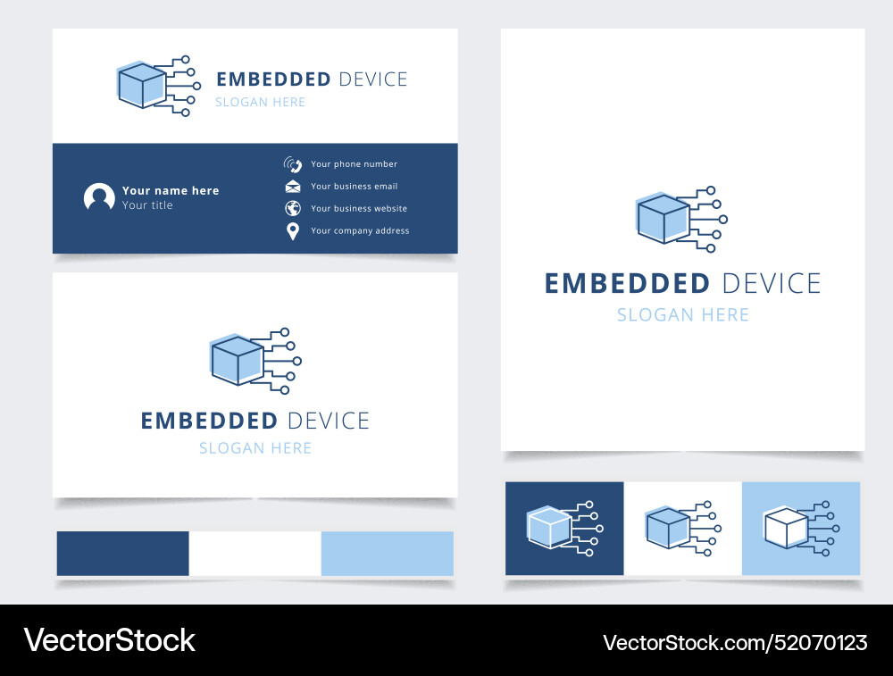 Embedded device logo featuring cube connected Embedded device logo featuring cube connected vector image