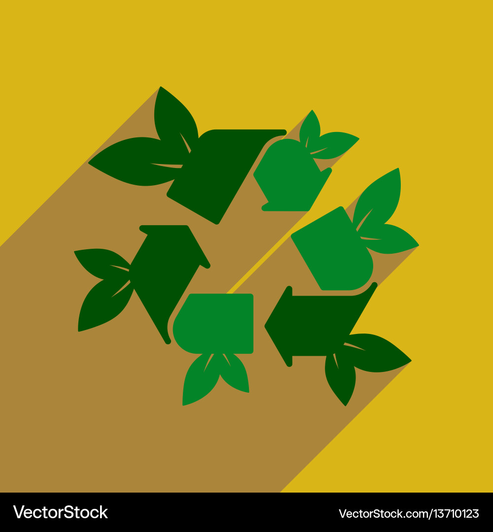 Flat web icon with long shadow arrow leaves Vector Image