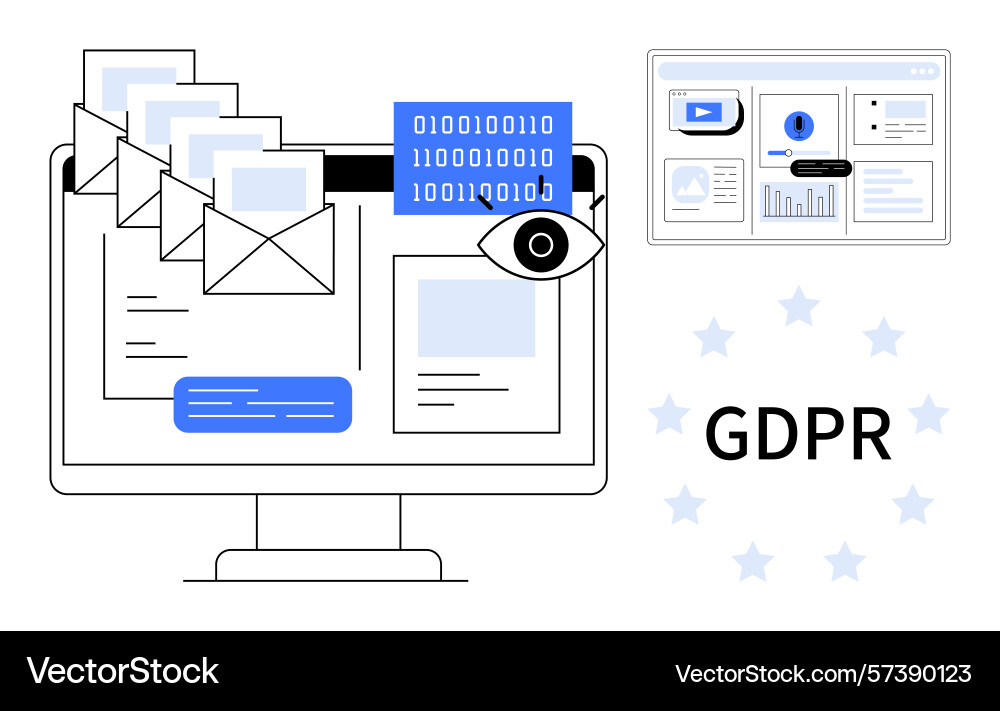 Gdpr concept with emails data privacy symbol Gdpr concept with emails data privacy symbol vector image