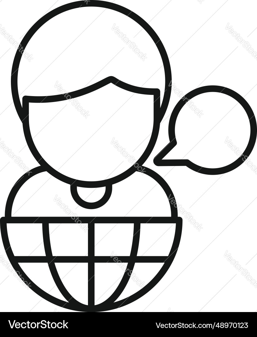 Global friend message icon outline button Global friend message icon outline button vector image