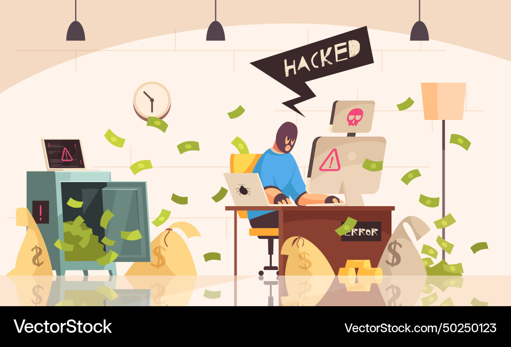 Hacker computers composition Hacker computers composition Vector Image
