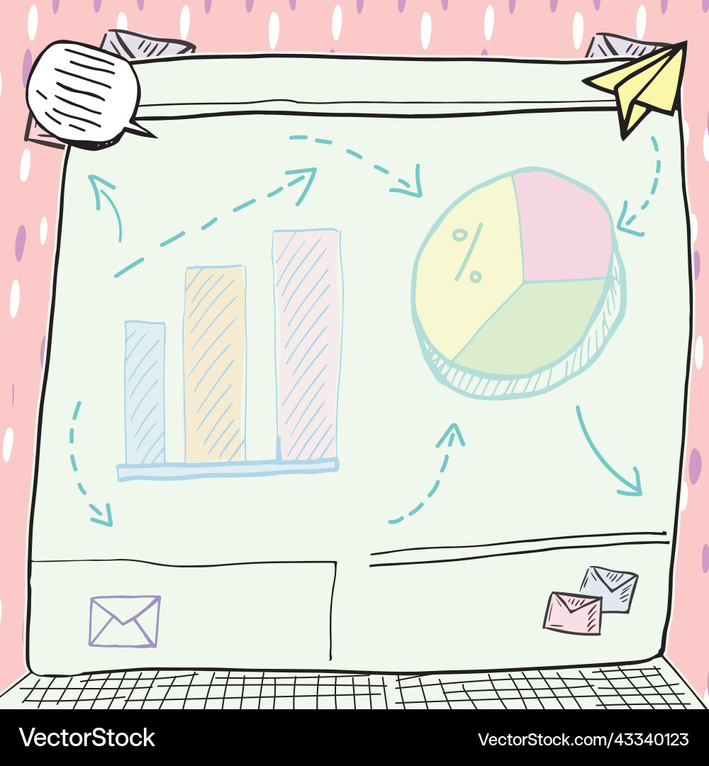 Important message presented on screen with charts Important message presented on screen with charts vector image