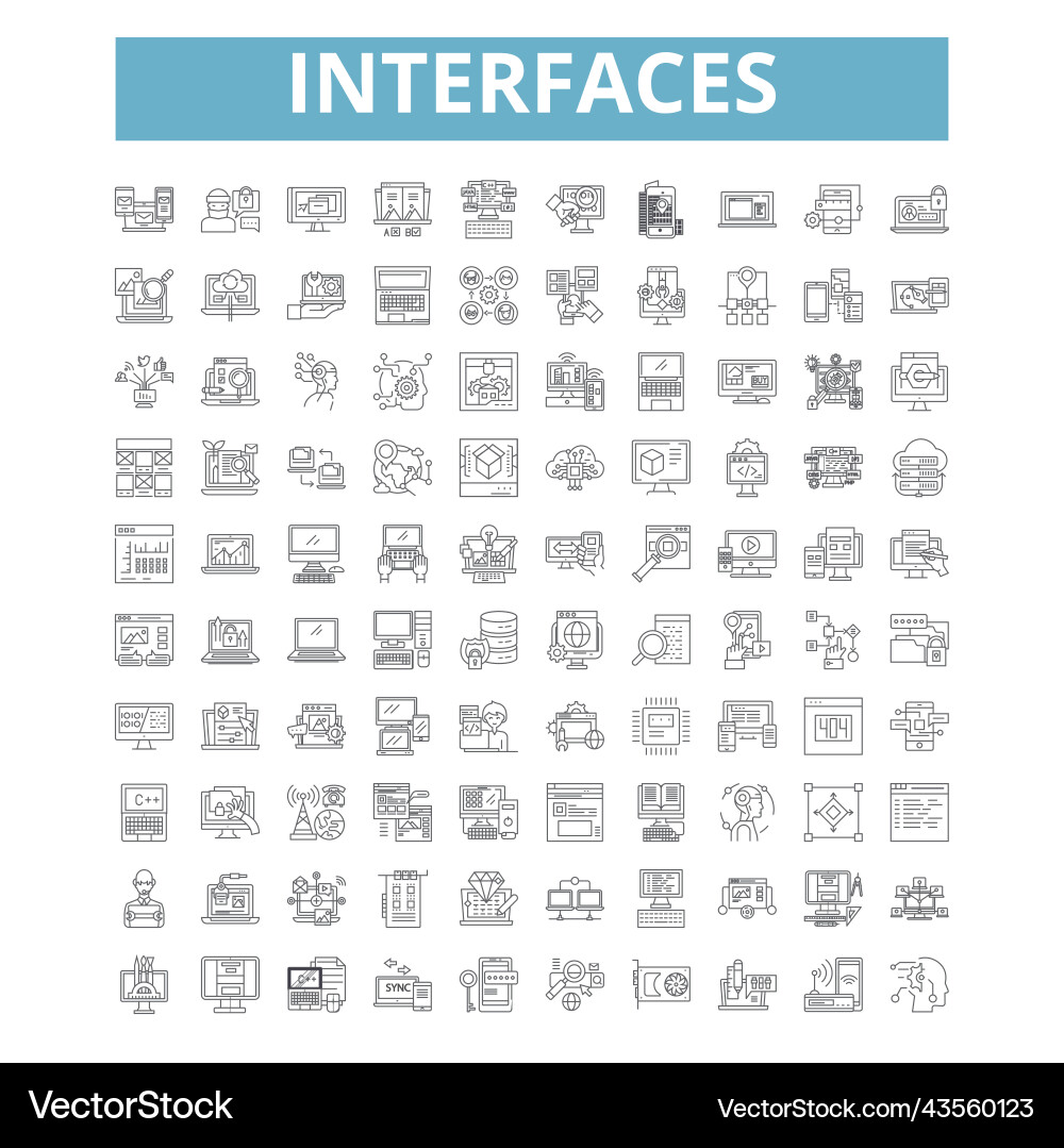 Interfaces icons line symbols web signs Interfaces icons line symbols web signs vector image