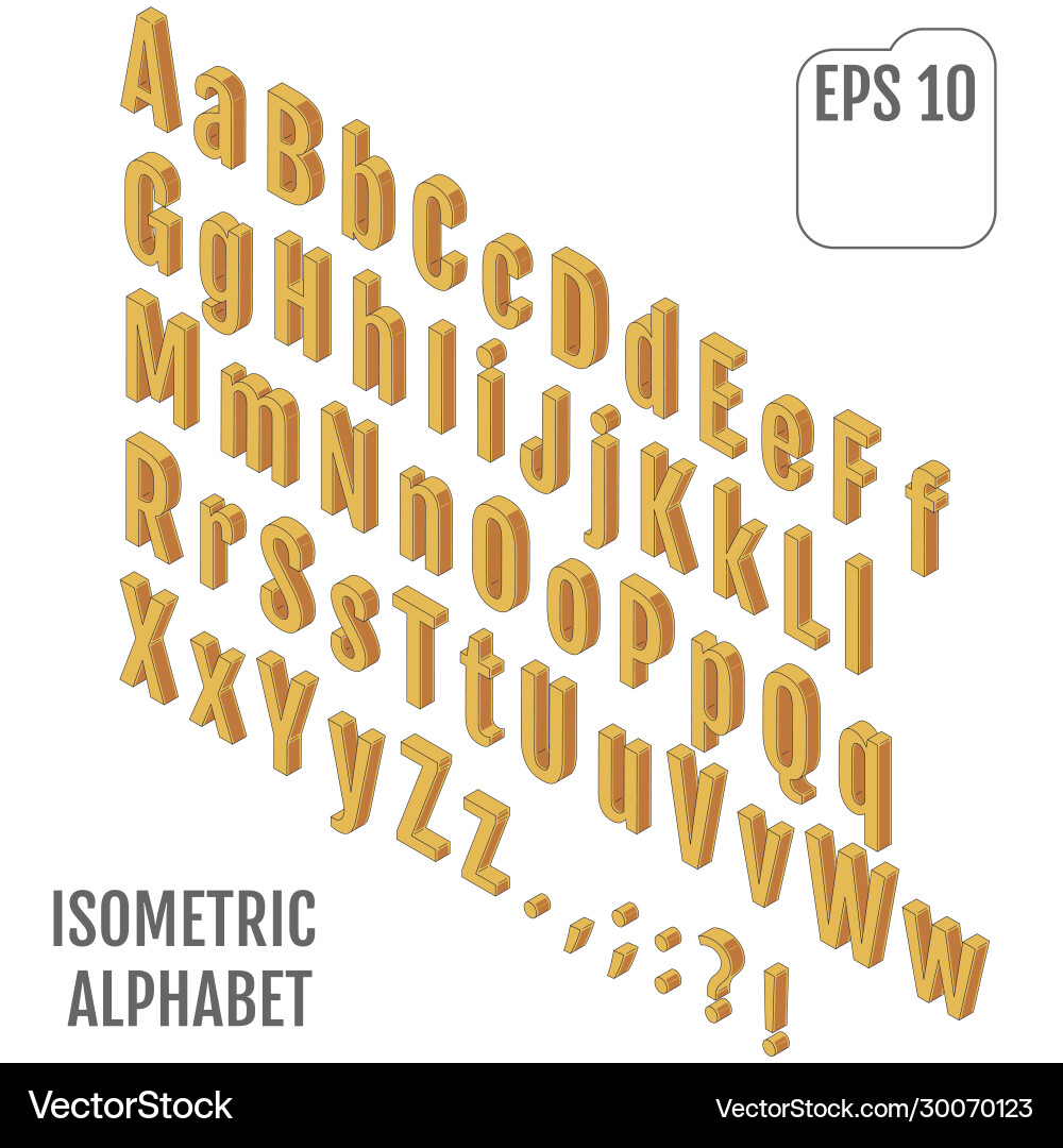 Isometric alphabet with drop shadow on background Isometric alphabet with drop shadow on background vector image