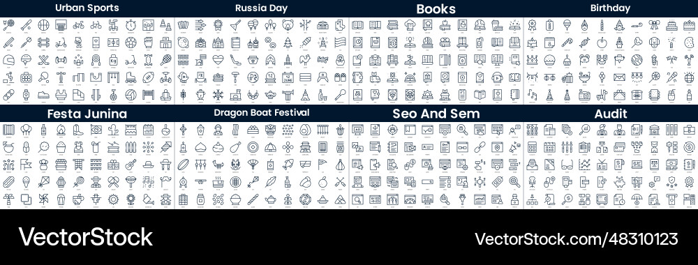 Linear style icons pack in this bundle include vector image